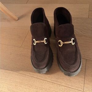 GUCCI DUPES - Steve Madden Dark Brown Suede Ankle Boots with Gold Detail